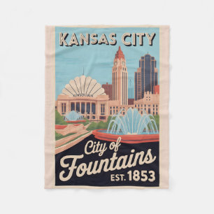 Vintage Kansas City Missouri Retro Resa Illustrati Fleecefilt