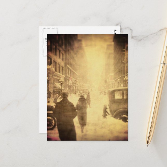 Vintage Kansas City Scene i Sepia Vykort (Fram/Back In Situ)