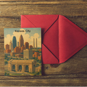 Vintage Kansas City Silhouette Skyline Vykort