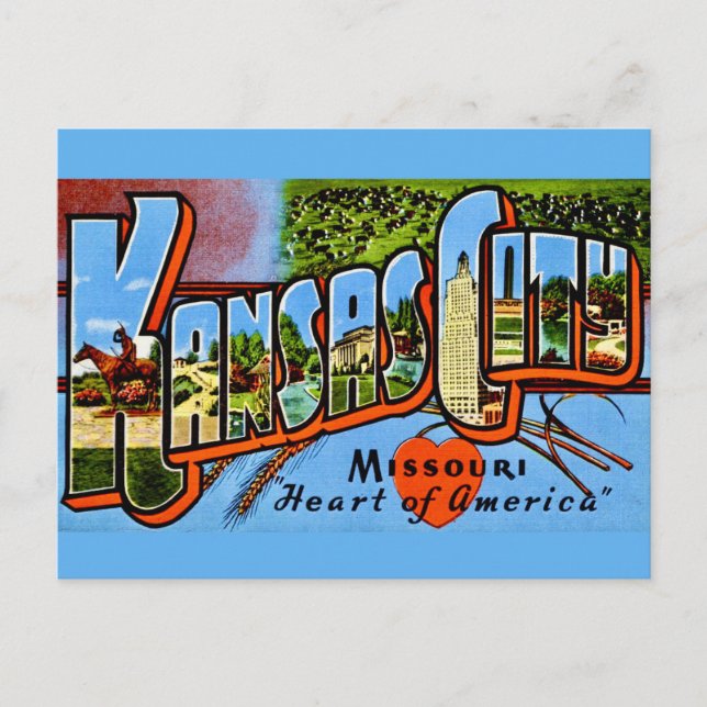 Vintage Kansas City välkomst vykort (Framsida)