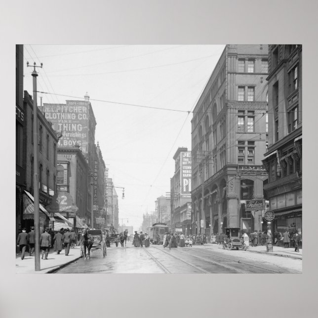 Vintage Kansas City Walnut Street 1906 Poster (Framsidan)