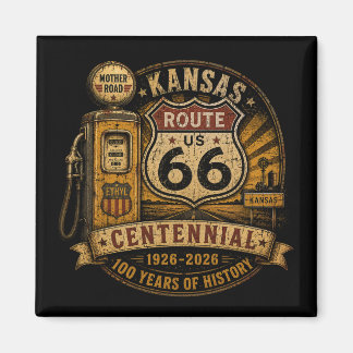 Vintage Kansas Route 66 Highway Samlarobjekt Magnet