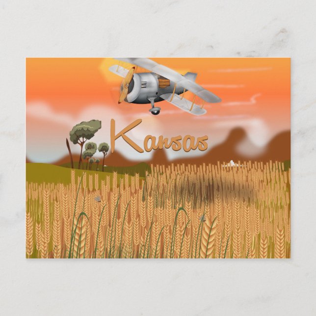 Vintage Kansas vete fält Resa Poster Vykort (Framsida)