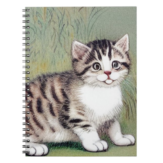 Vintage - kantad Kitten illustration Anteckningsbok (Framsidan)