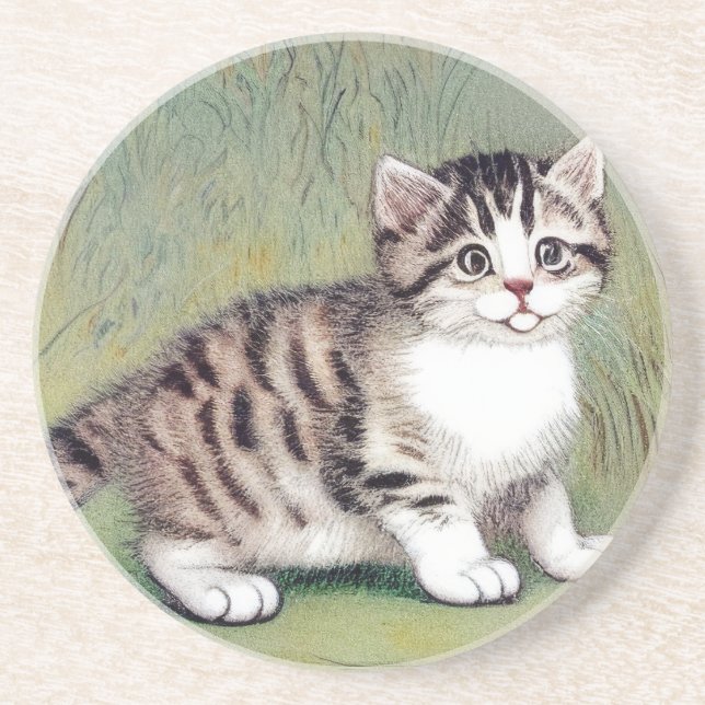 Vintage - kantad Kitten illustration Underlägg (Framsidan)