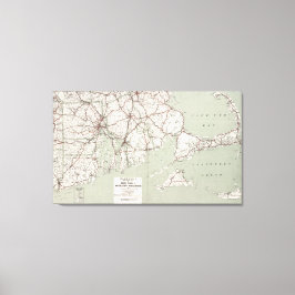 Vintage Kap Cod och Rhode island Karta (1917) Canvastryck