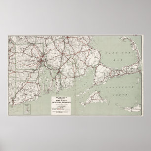 Vintage Kap Cod och Rhode island Karta (1917) Poster