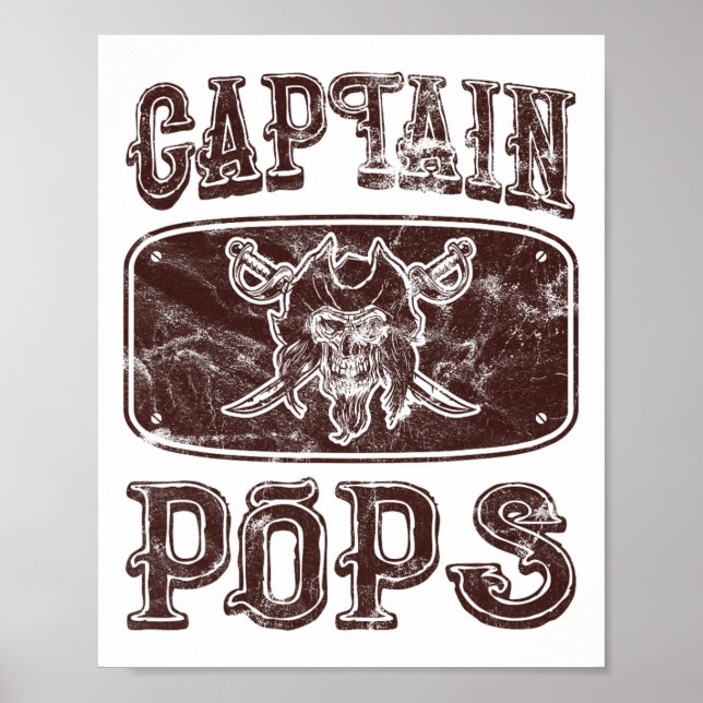 Vintage kapten Pops Personlig Pirat Pontoon B Poster (Framsidan)