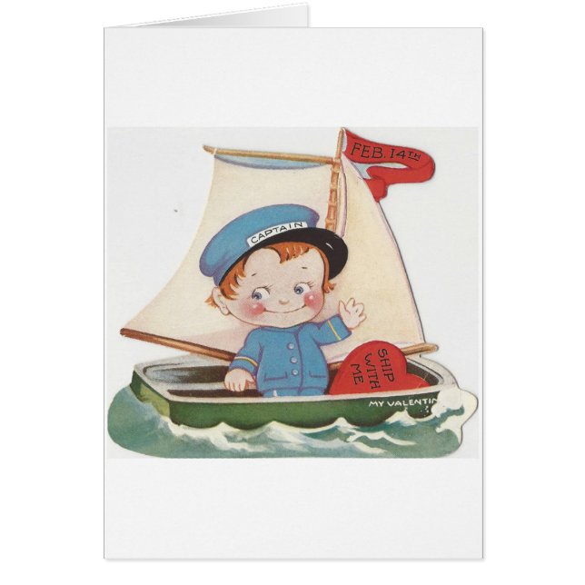 Vintage Kapten Valentine Hälsningskort (Framsidan)