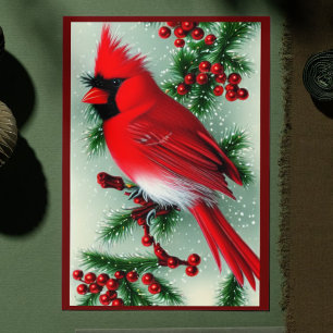 Vintage Kardinal Bird-jul Helgkort