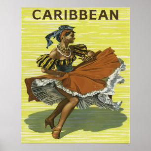 Vintage Karibiens dansresa Poster