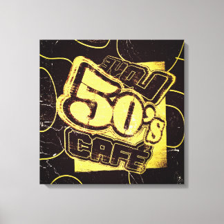 Vintage Kärlek 50's Cafe - Wrapped Canvas