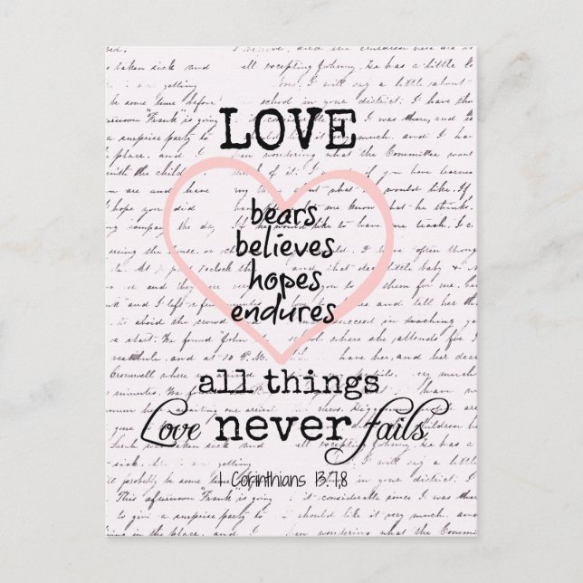 Vintage Kärlek Bible Verse Vykort (Framsida)