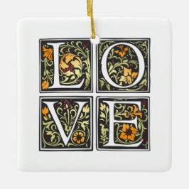 Vintage Kärlek Blommigt Typografi Valentine Orname Julgransprydnad Keramik