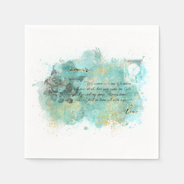 Vintage Kärlek Brev Napkins Pappersservett (Framsidan)