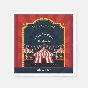 Vintage Kärlek Circus Carnival Rött vitt blått Pappersservett