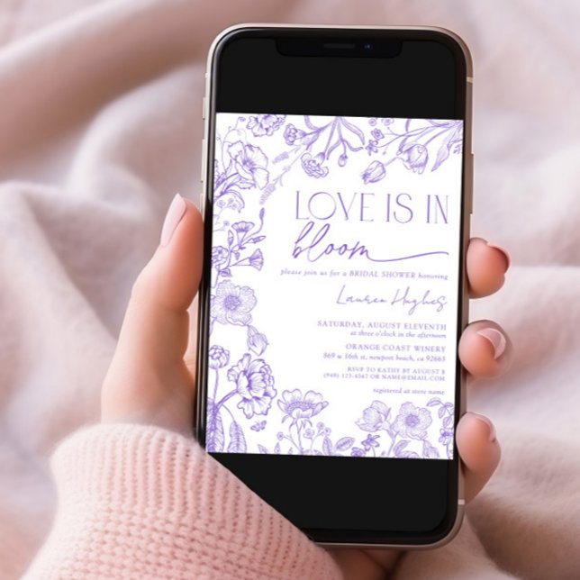 Vintage Kärlek finns i Möhippan Bloom Lavender Inbjudningar (Skapare uppladdad)