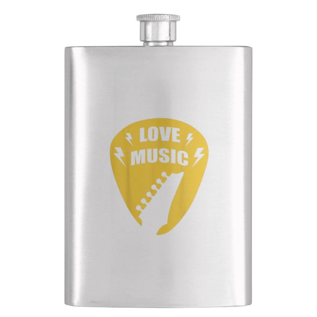 Vintage Kärlek Guitar Music Älskare Gift Fickplunta (Framsidan)