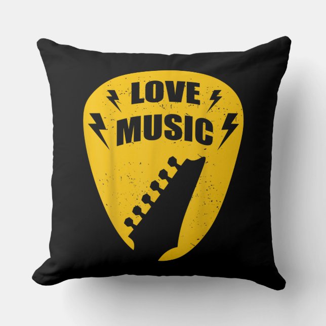 Vintage Kärlek Guitar Music Älskare Gift Kudde (Framsida)