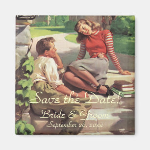 Vintage Kärlek High School Sweethearearearts Spara Magnet