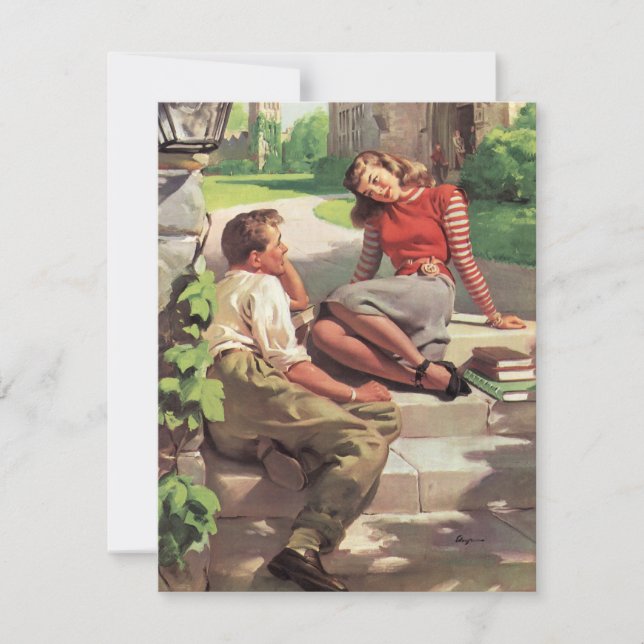 Vintage Kärlek High School Sweethearearearts Spara Spara Datumet (Framsida)