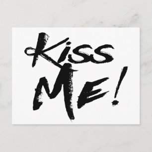 Vintage Kärlek Kiss mig Black and White Vykort