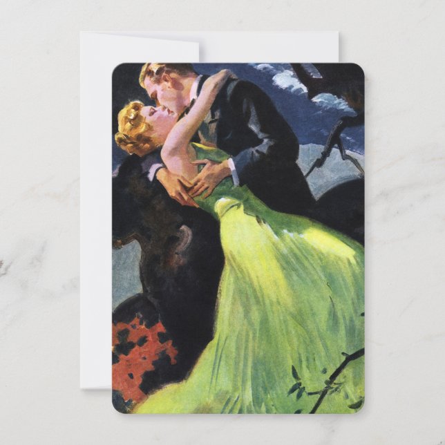 Vintage Kärlek och Romantik, Bröllop Inbjudningar (Framsida)