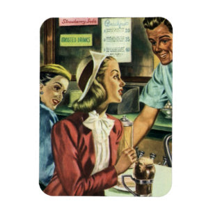 Vintage kärlek och romantik, damen på sodabutiken magnet