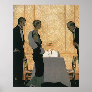 Vintage kärlek och romantik, elegant middag för pa poster