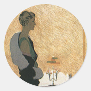 Vintage kärlek och romantik, elegant middag för pa runt klistermärke