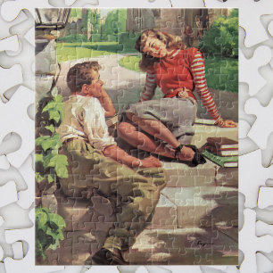 Vintage kärlek och romantik, gymnasiekärlek pussel
