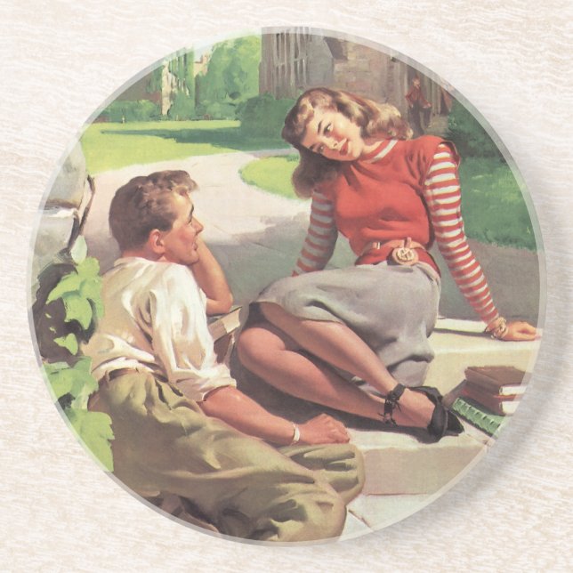 Vintage kärlek och romantik, gymnasiekärlek underlägg sandsten (Framsidan)