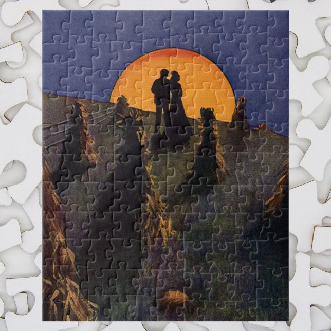 Vintage Kärlek och Romantik, Harvest Måne Kiss Pussel (Skapare uppladdad)