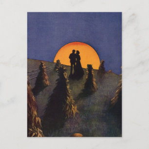 Vintage Kärlek och Romantik, Harvest Måne Kiss Vykort