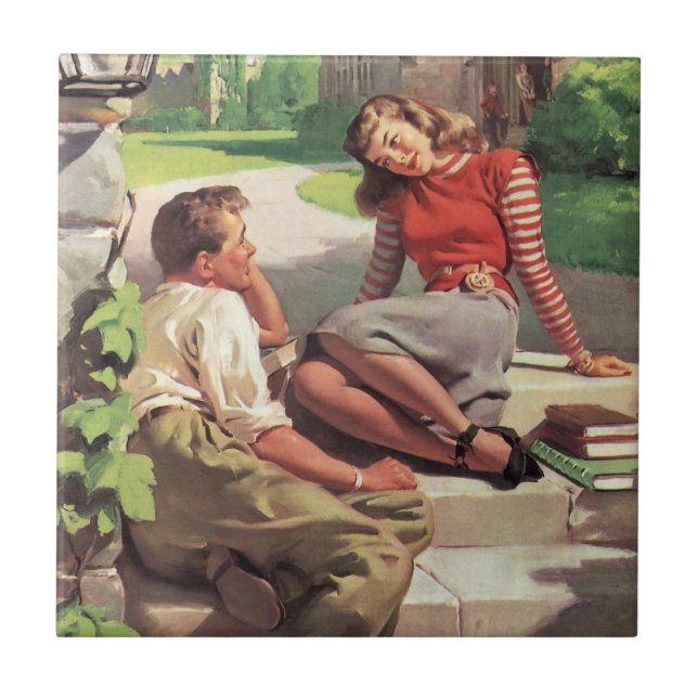 Vintage Kärlek och Romantik, högskolesjörer Kakelplatta (Framsidan)