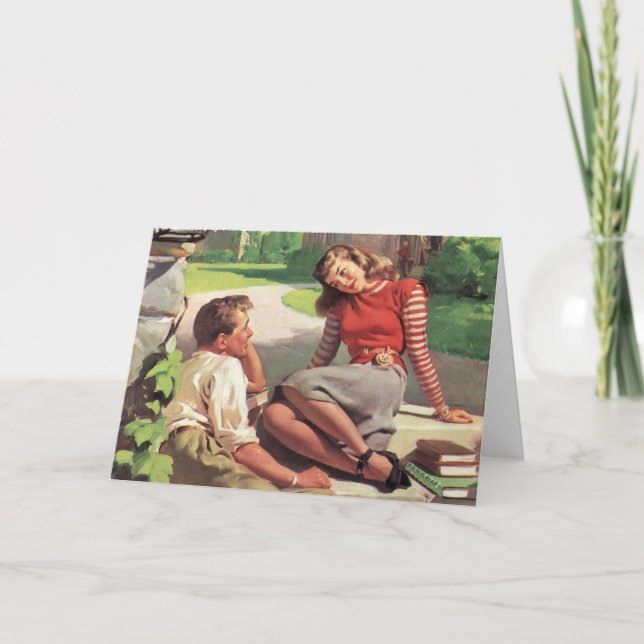 Vintage Kärlek och Romantik, högskolesjörer Kort (Framsida)