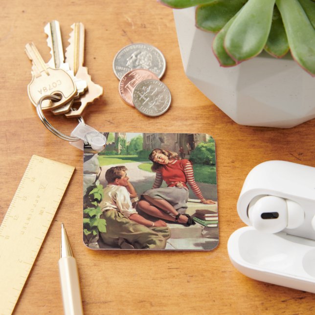 Vintage Kärlek och Romantik, högskolesjörer Nyckelring (Skrivbord)