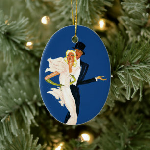 Vintage kärlek och romantik, modern brudpar julgransprydnad keramik