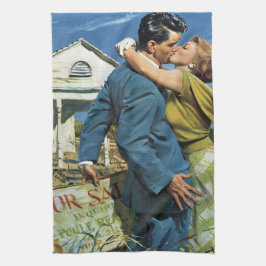 Vintage Kärlek och Romantik Newlyweds Buy First Ho Kökshandduk