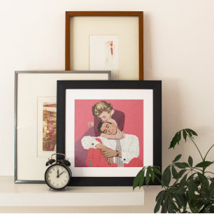 Vintage kärlek och romantik, nygifta i rosa poster