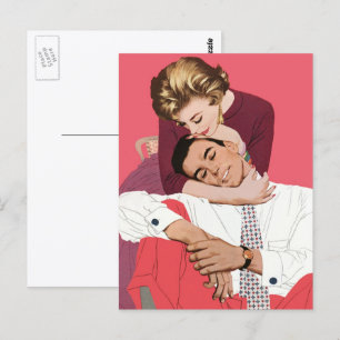 Vintage kärlek och romantik, Nygifta i rosa Vykort