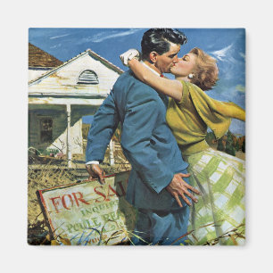 Vintage kärlek och romantik Nygifta köper första h Magnet