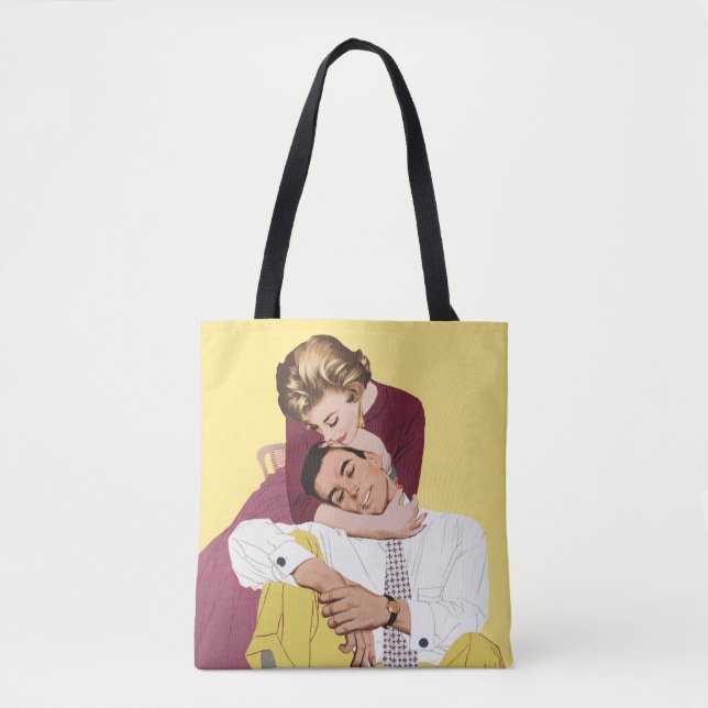 Vintage kärlek och romantik, nygifta tygkasse (Framsida)