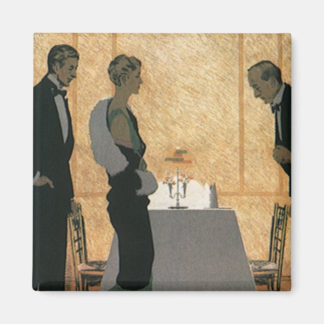 Vintage Kärlek och Romantik, par Eleganter middag Magnet (Framsidan)