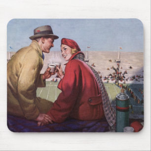 Vintage Kärlek och Romantik, par på fotbollsspel Musmatta