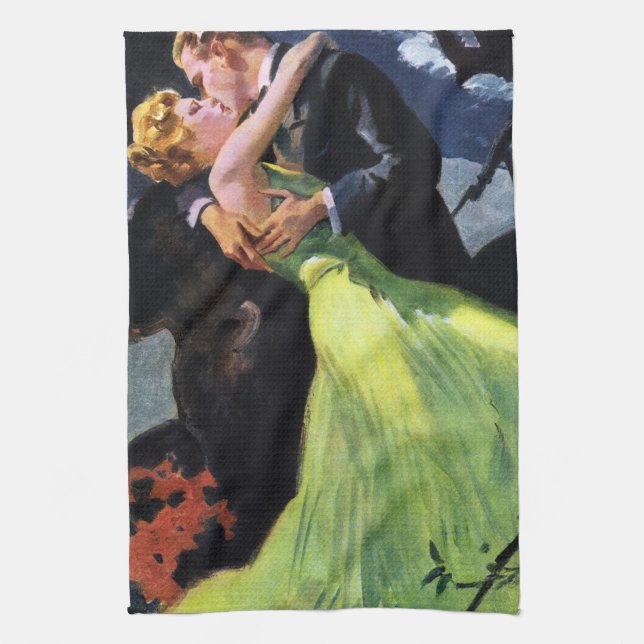 Vintage Kärlek och Romantik, Romantic Kiss Kökshandduk (Vertikal)