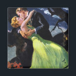 Vintage Kärlek och Romantik, Romantic Kiss Magnet<br><div class="desc">Vintagens illustration av kärlek och romantik med ett ungt par med lycklig,  den stiliga brudgummen kysser hans vackra brud. De har lämnat bröllop och är på väg att gå på sin smekmånad.</div>