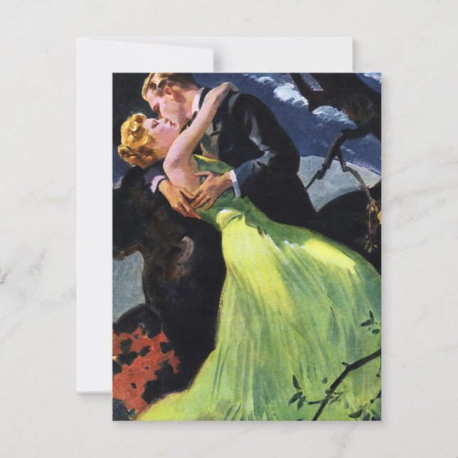 Vintage kärlek och romantik, romantisk kyss inbjud inbjudningar (Framsida)