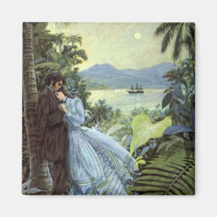 Vintage kärlek och romantik, romantisk tropisk vy magnet