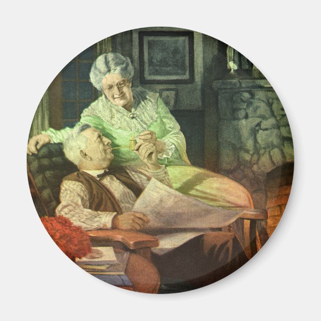 Vintage kärlek och romantik; Romantiska farföräldr Magnet (Framsidan)